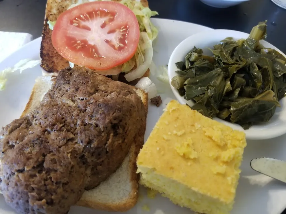 Meatloaf Corn Bread and Collard Greens